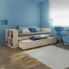 Letto 90x200cm singolo estraibile con libreria reversibile rovere Claudio