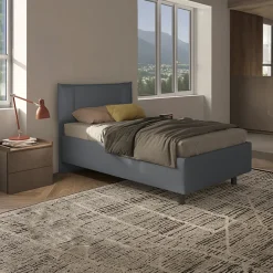 Letto 120x195cm una piazza e mezza con contenitore imbottito antracite Auden