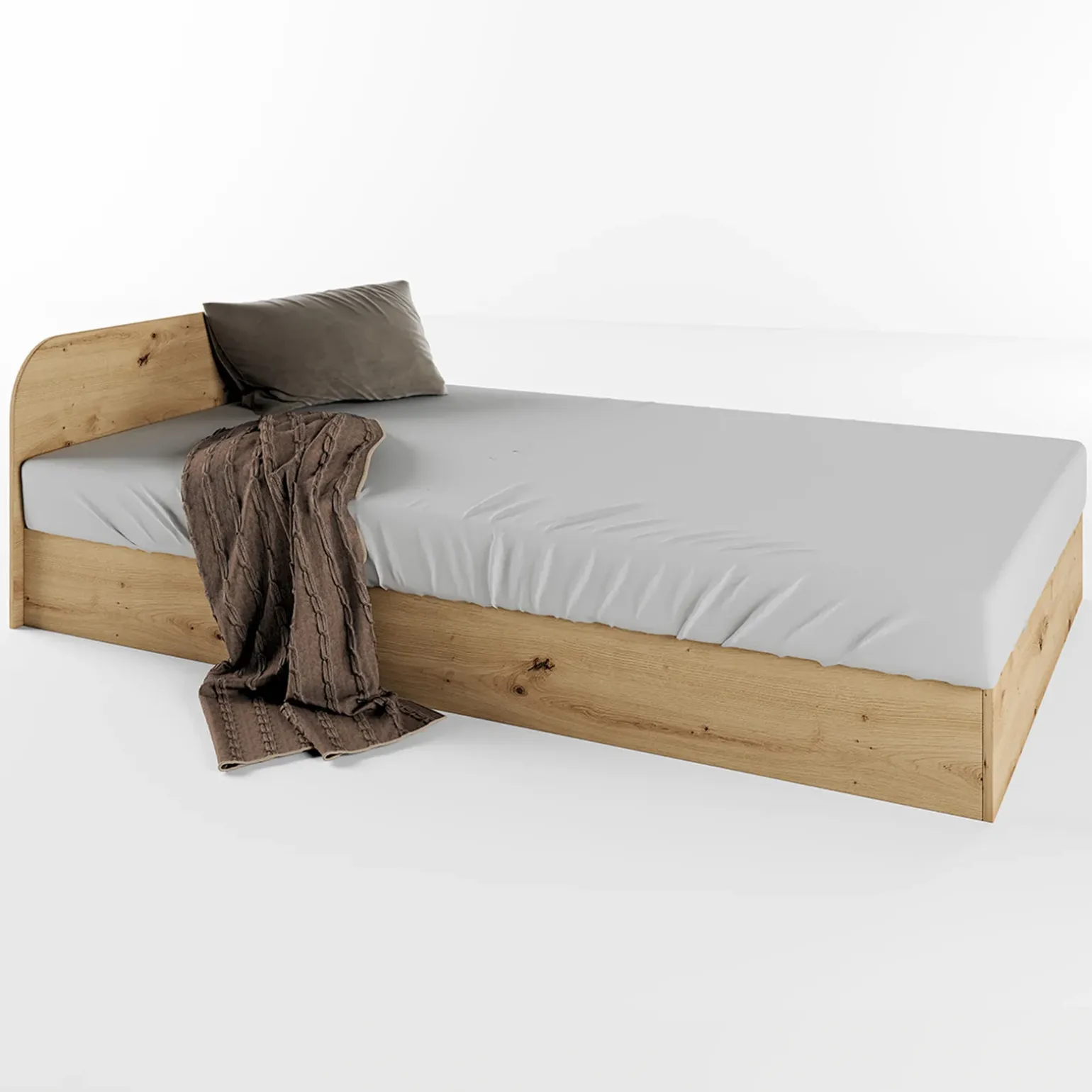 Letto 120x190cm una piazza e mezza contenitore rovere rustico Carducci