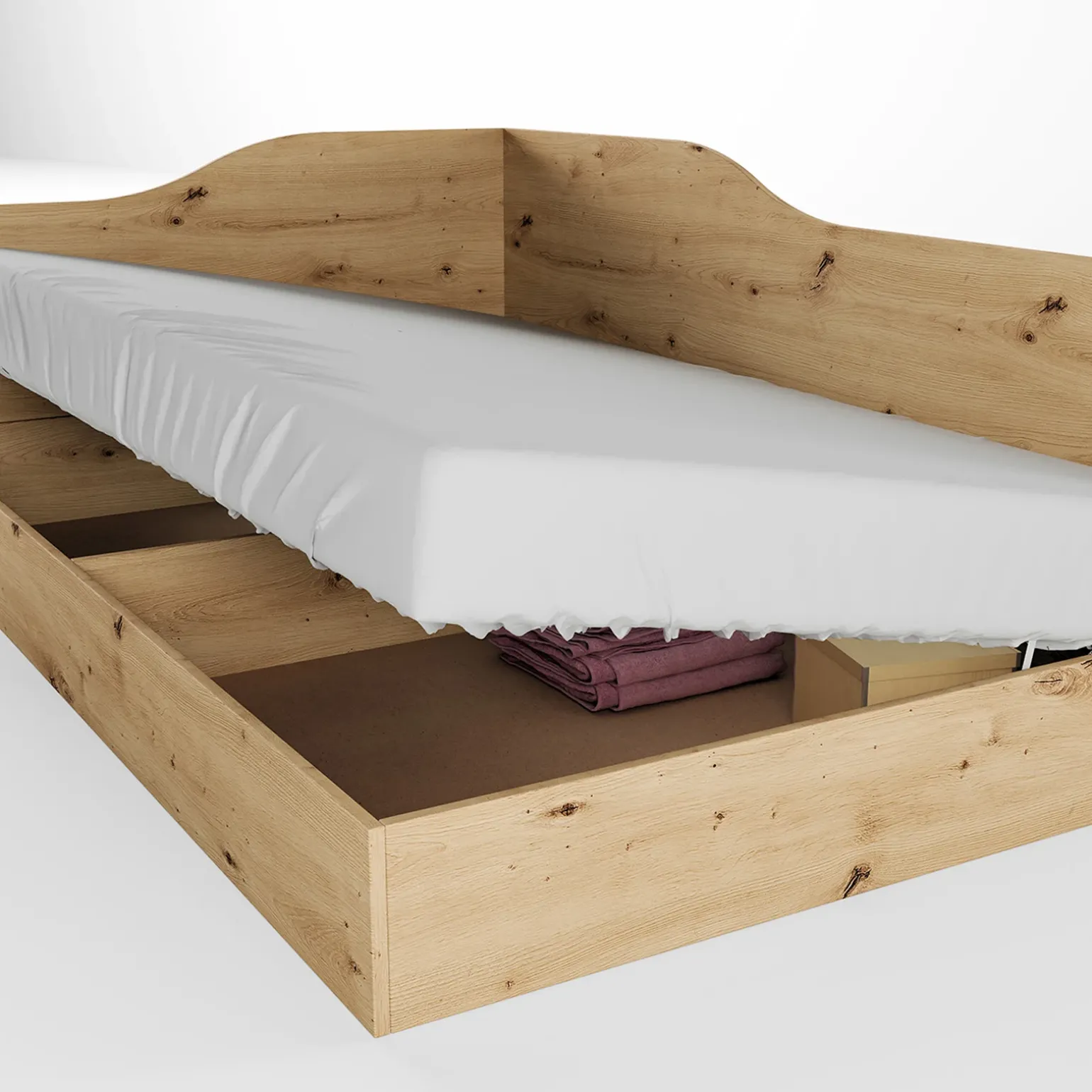 Letto 120x190cm una piazza e mezza contenitore stile rovere rustico Alex Gihome®