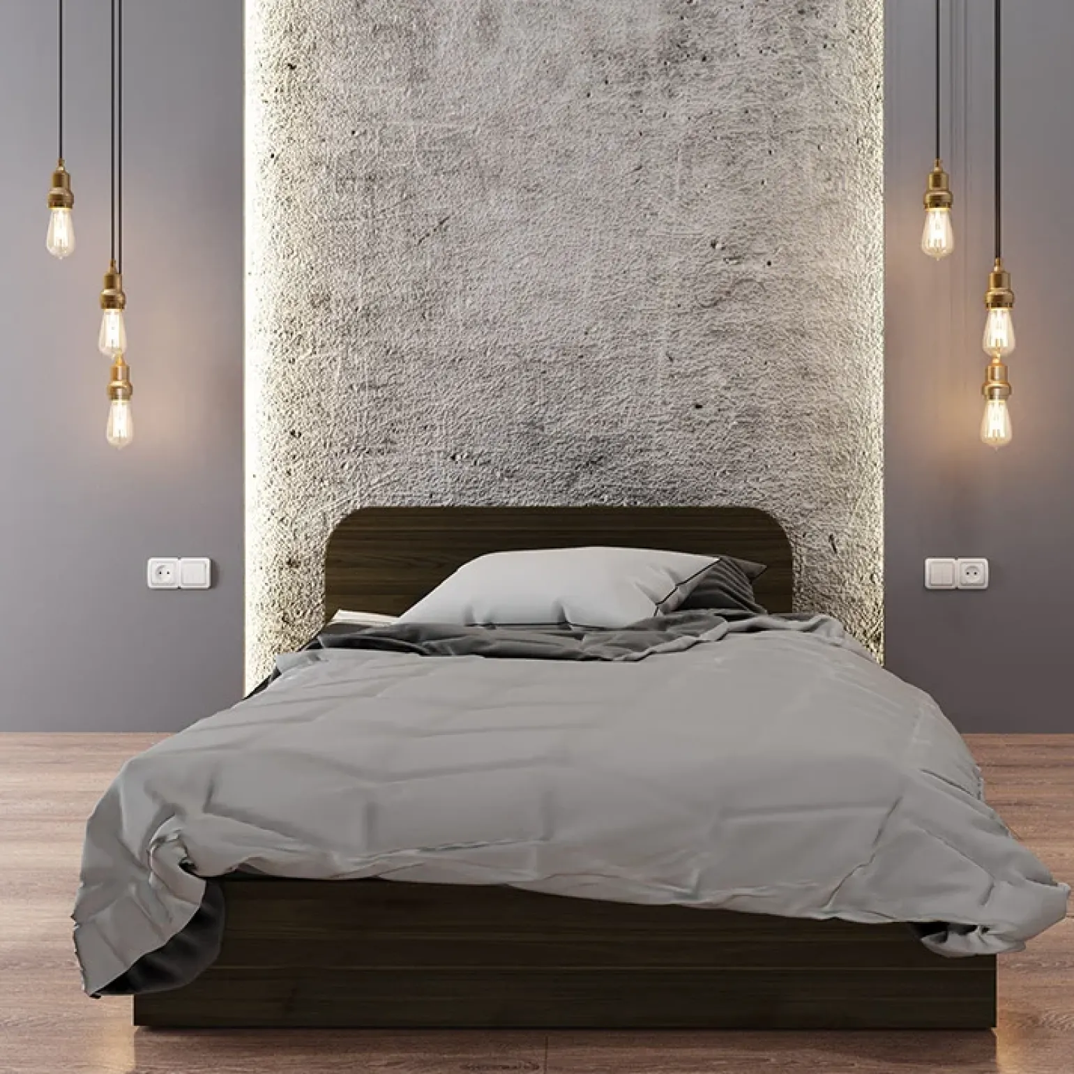 Letto 120x190cm una piazza e mezza contenitore noce Carducci