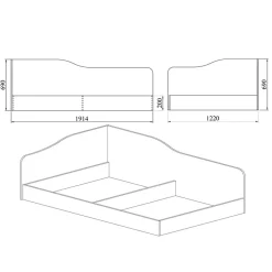 Letto 120x190cm una piazza e mezza contenitore wengè Alex Gihome®