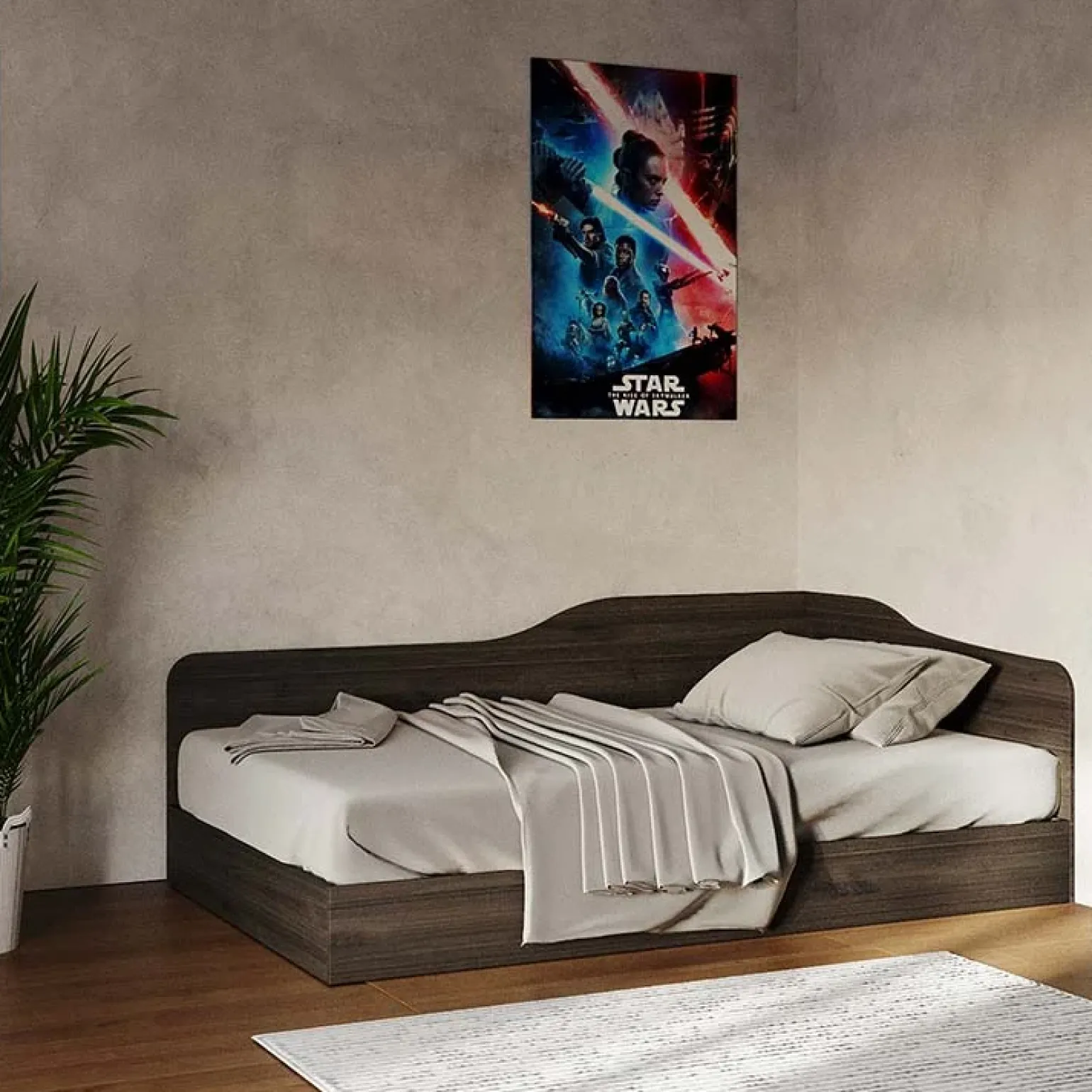 Letto 120x190cm una piazza e mezza contenitore noce Alex Gihome®
