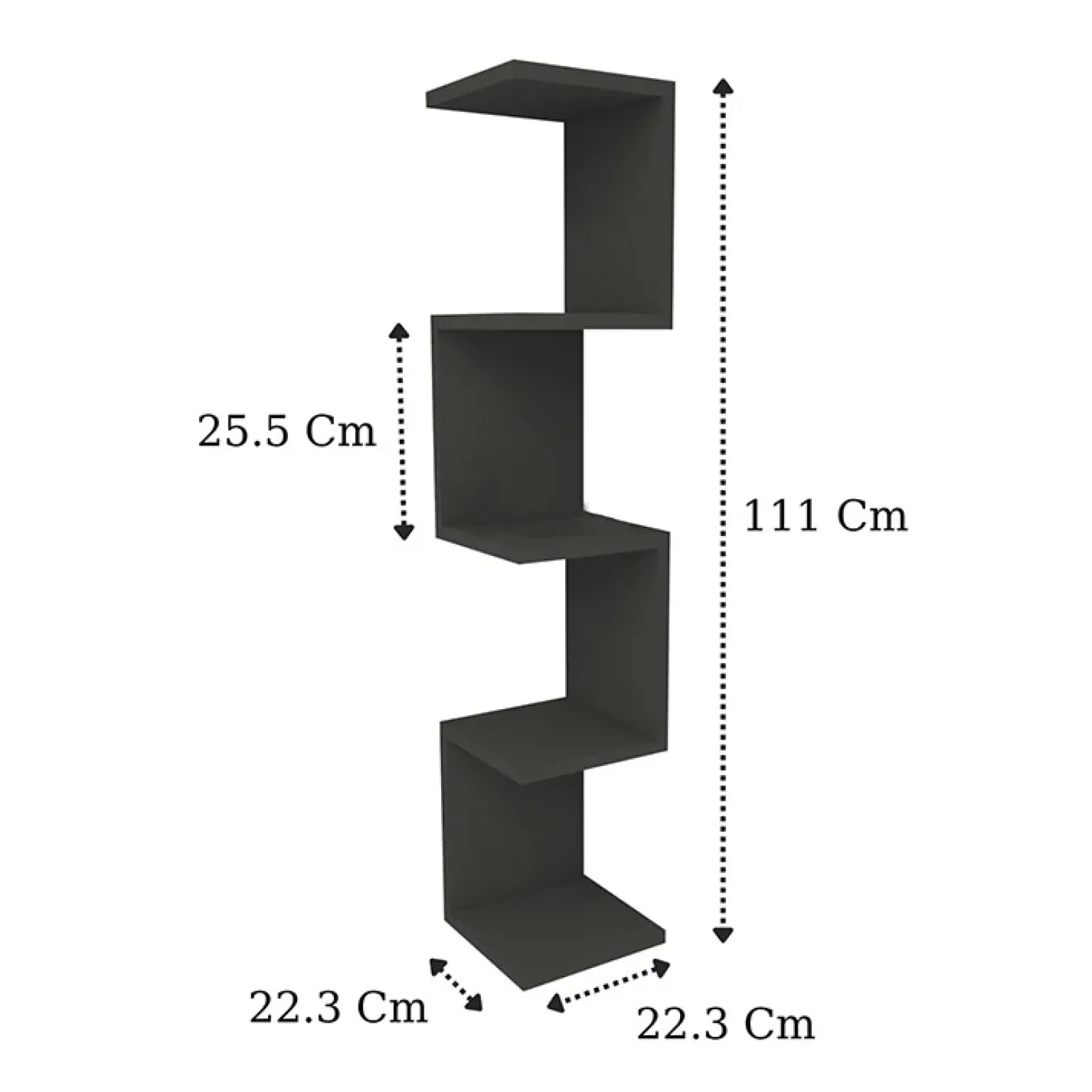 Libreria angolare da parete 22x111h cm con ripiani antracite Reale