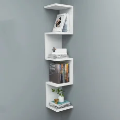 Libreria angolare da parete 22x111h cm con ripiani bianco Reale