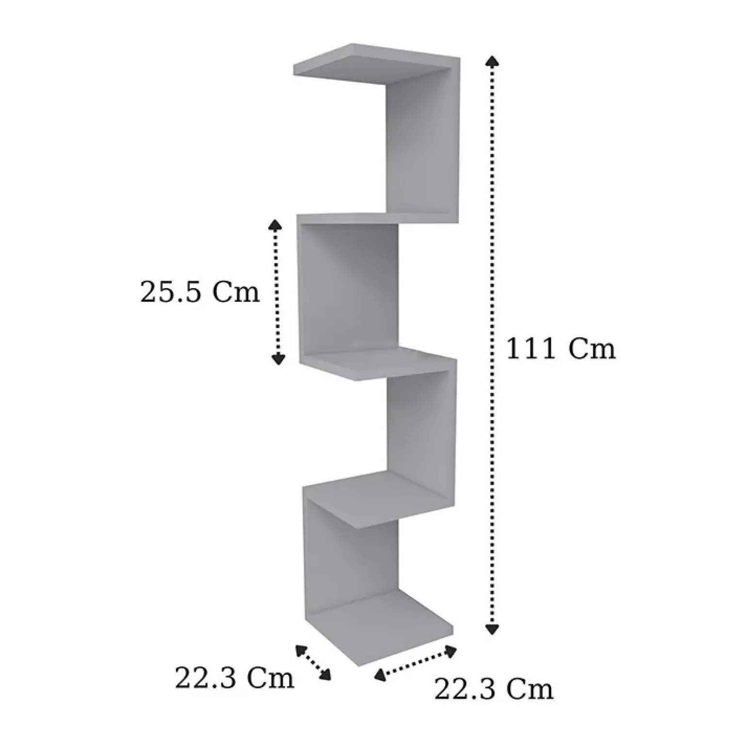Libreria angolare da parete 22x111h cm con ripiani bianco Reale