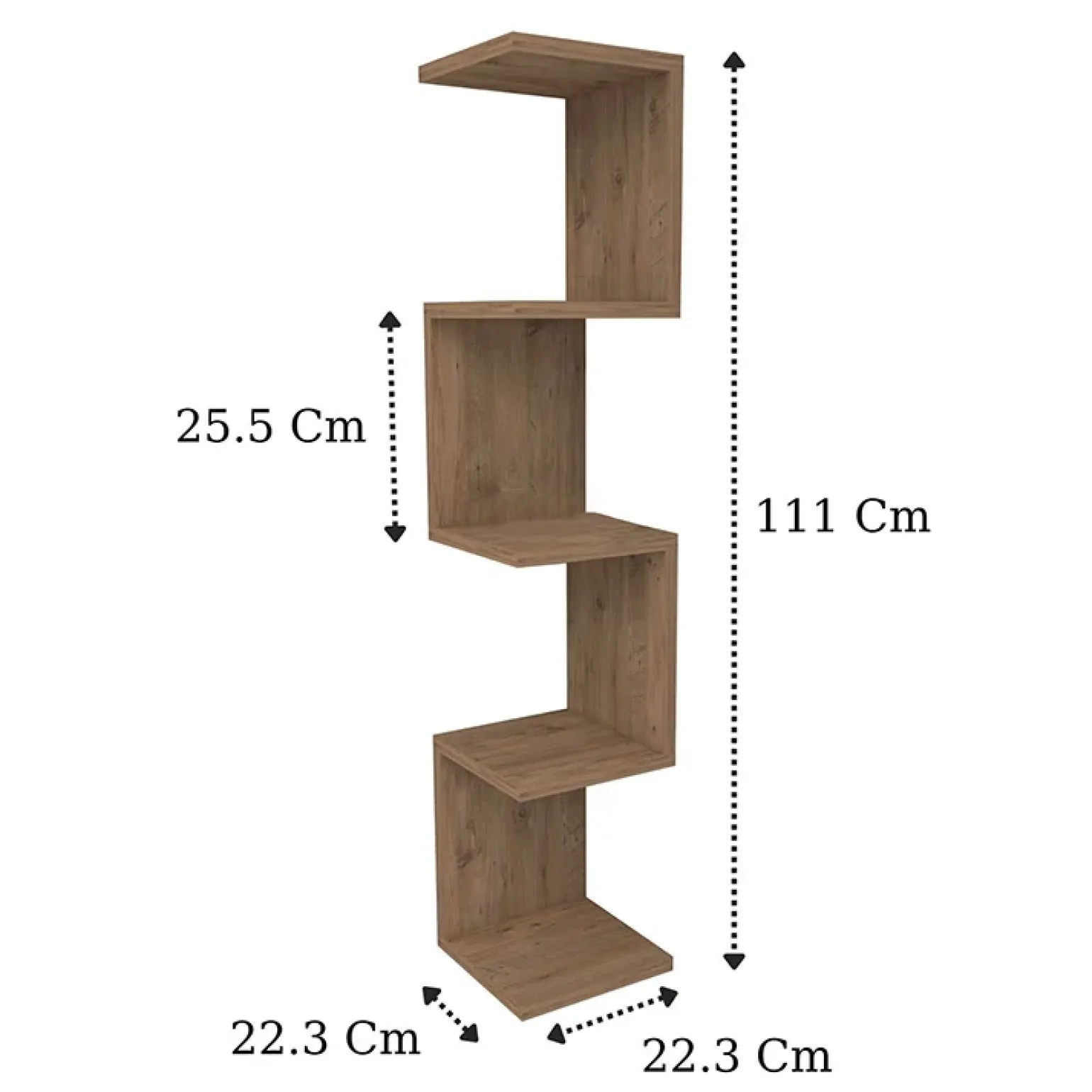Libreria angolare da parete 22x111h cm con ripiani rovere Reale