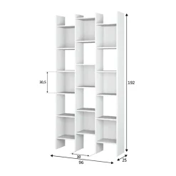 Libreria da parete scaffale 96x192h cm moderna bianco opaco Jasmine