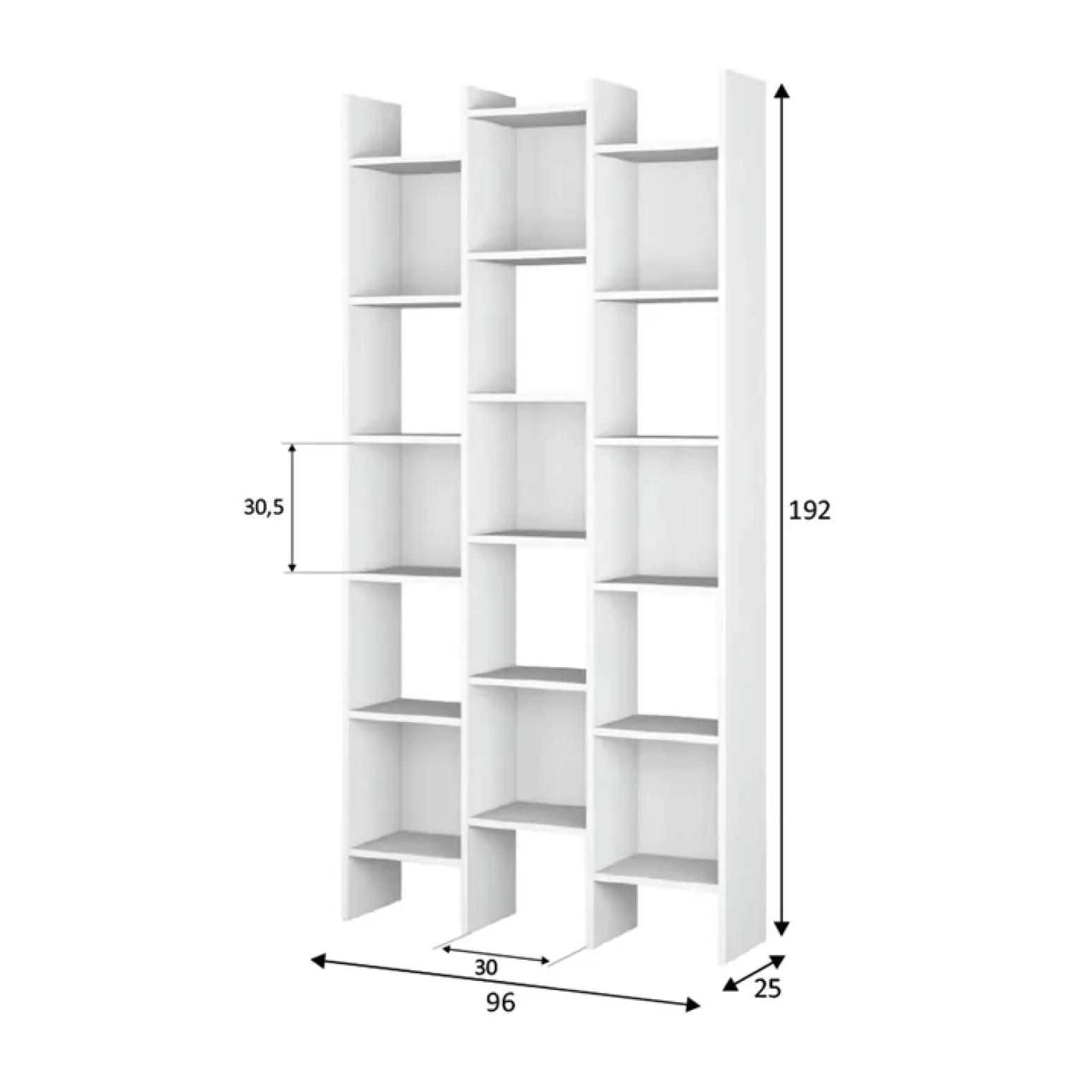 Libreria da parete scaffale 96x192h cm moderna bianco opaco Jasmine