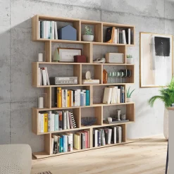 Libreria da parete 160x192h cm moderna rovere chiaro Amira 2