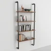 Libreria da parete 64x150h cm con ripiani industrial noce metallo nero Bering