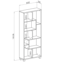 Libreria orizzontale 156x74h cm moderna soggiorno multiposizione cemento Eliza