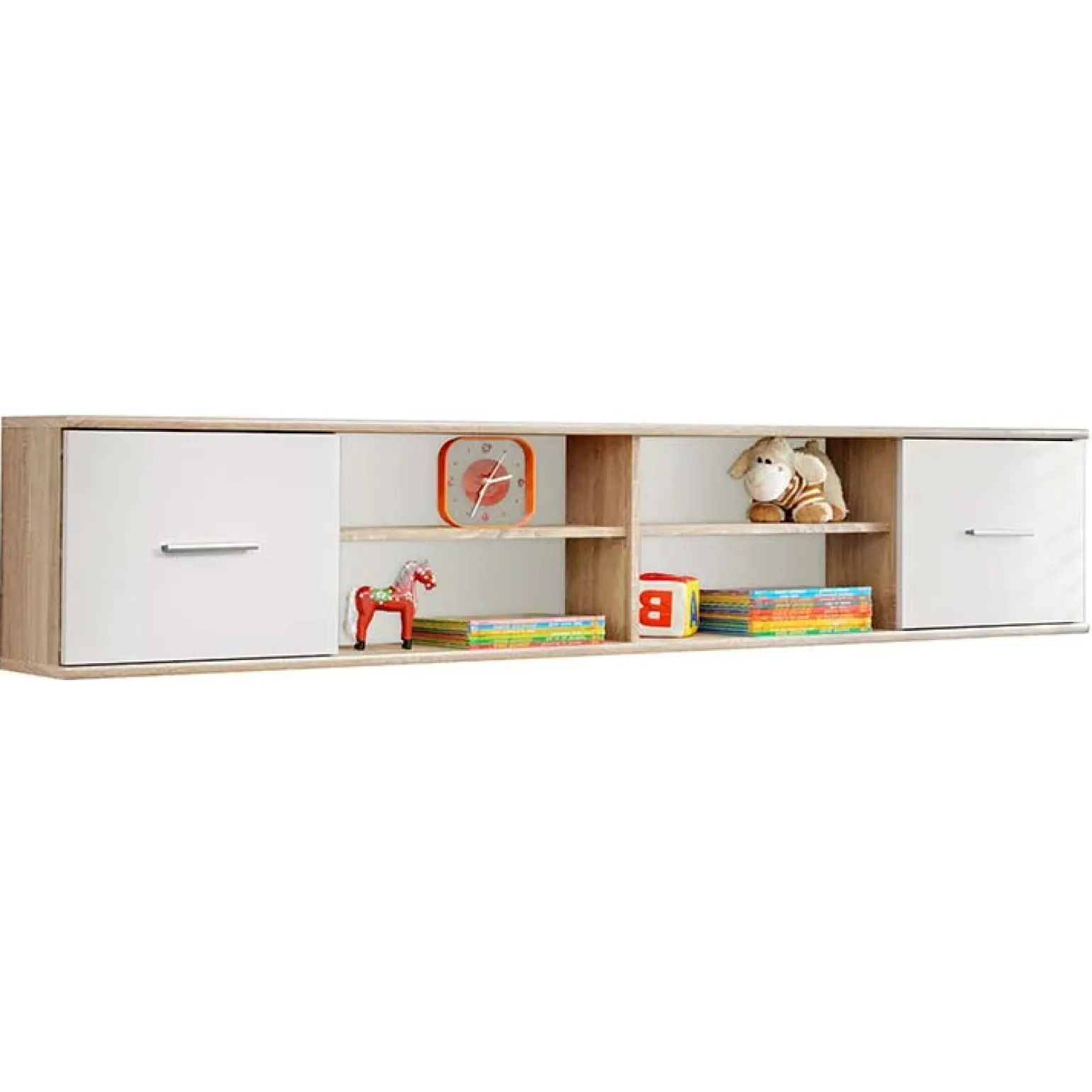 Libreria sospesa 204x39h cm moderna quercia sonoma bianco opaco Ciak