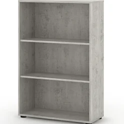 Libreria ufficio 79x118h cm due ripiani moderna cemento Woody