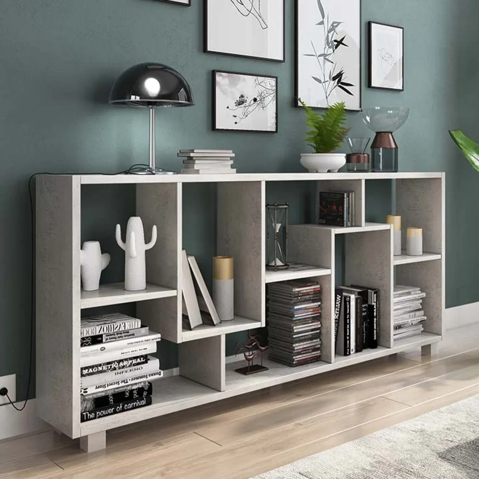 Libreria verticale 69x161h cm reversibile moderna cemento Eliza