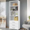 Libreria 63x190h cm 3 cassetti design moderno bianco Pastello