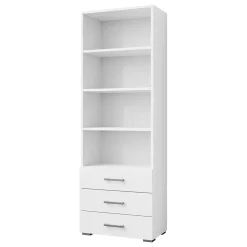 Libreria 63x190h cm 3 cassetti design moderno bianco Pastello