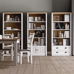 Libreria 90x198h cm 4 ripiani bianco frassinato rovere Provenza