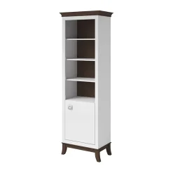 Libreria 66x207h cm 4  ripiani moderna bianco lucido rovere scuro Umag