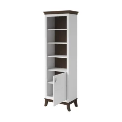 Libreria 66x207h cm 4 ripiani moderna bianco lucido rovere scuro Umag