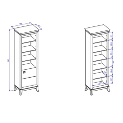 Libreria 66x207h cm 4 ripiani moderna bianco lucido rovere scuro Umag