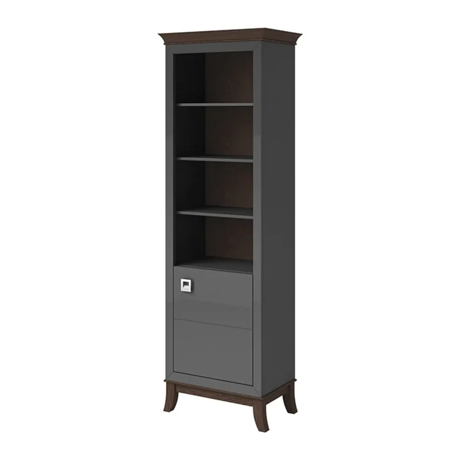 Libreria 66x207h cm 4 ripiani moderna antracite lucido rovere scuro Umag