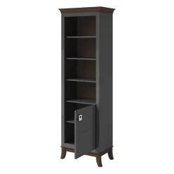 Libreria 66x207h cm 4 ripiani moderna antracite lucido rovere scuro Umag