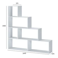Libreria 145x143h cm a giorno moderna design bianco opaco Katy