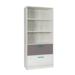 Libreria 83x195h cm con 2 cassetti bianco pino grigio blu Maya Gihome®