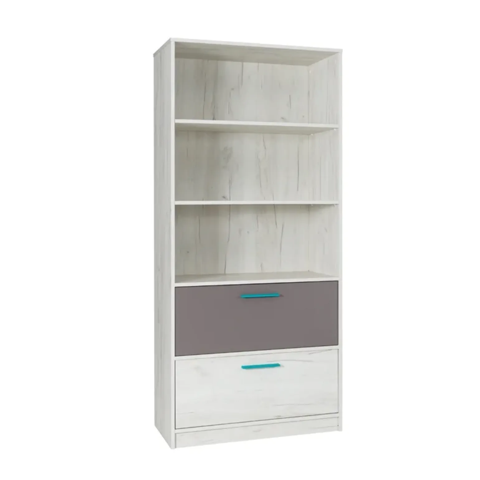Libreria 83x195h cm con 2 cassetti bianco pino grigio blu Maya Gihome®