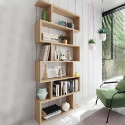 Libreria 80x192h cm design moderno rovere chiaro Zaira