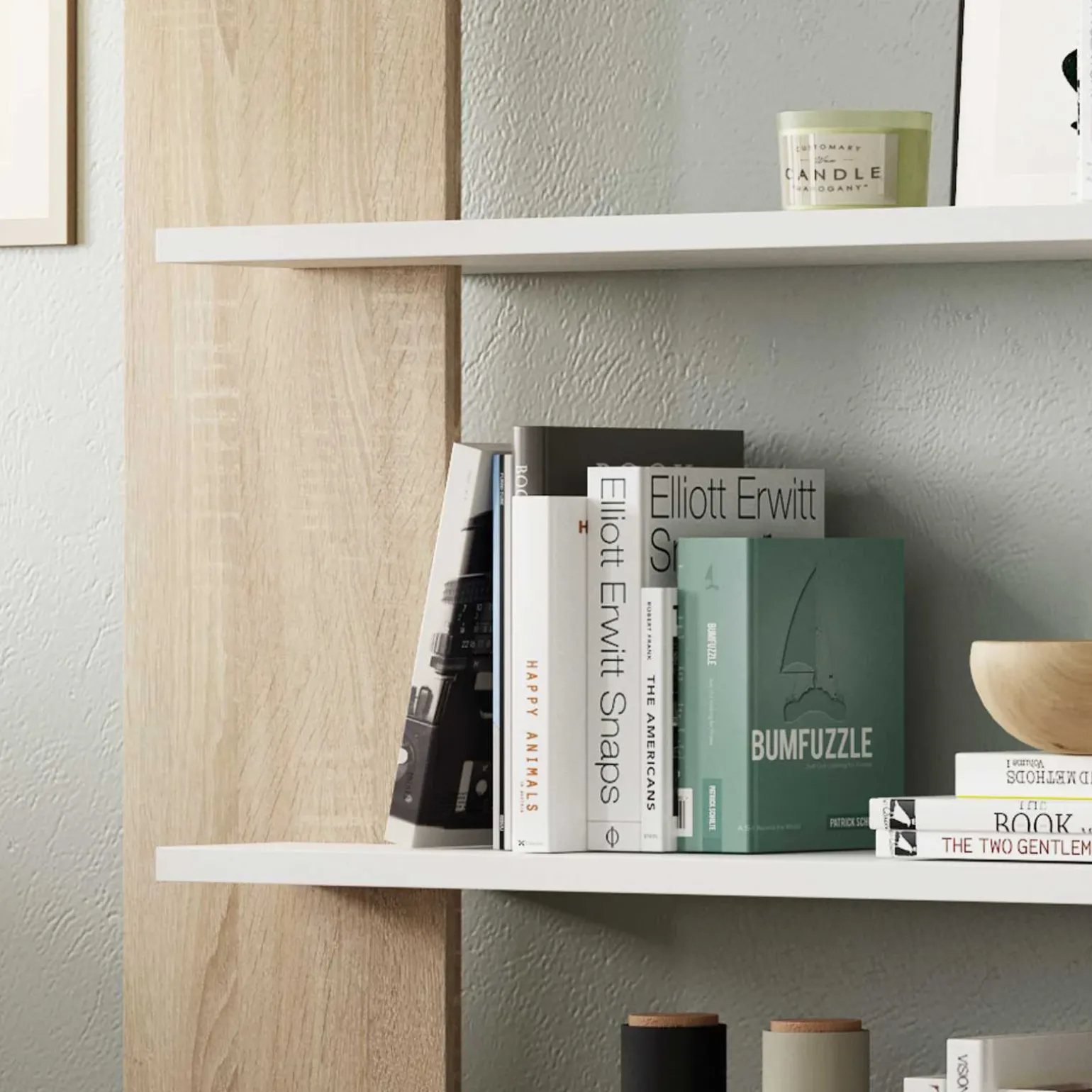Libreria 180x180h cm moderna bianco opaco e rovere natura Aline 2