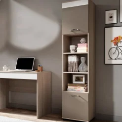 Libreria 40x183h cm moderna rovere bianco cappuccino Crazy