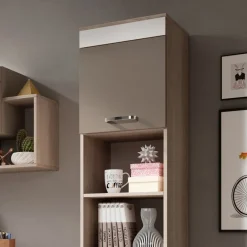 Libreria 40x183h cm moderna rovere bianco cappuccino Crazy