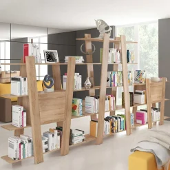 Libreria 150x194h cm moderna soggiorno rovere chiaro Cosmo