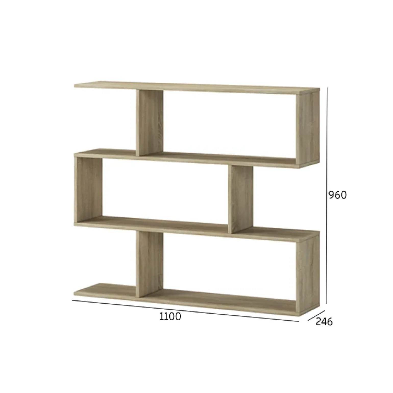 Libreria 110x96h cm moderna soggiorno design rovere Janna