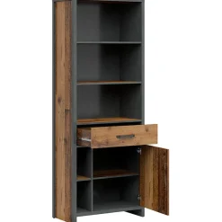 Libreria 75x201h cm stile soft rovere scuro nero Urbania