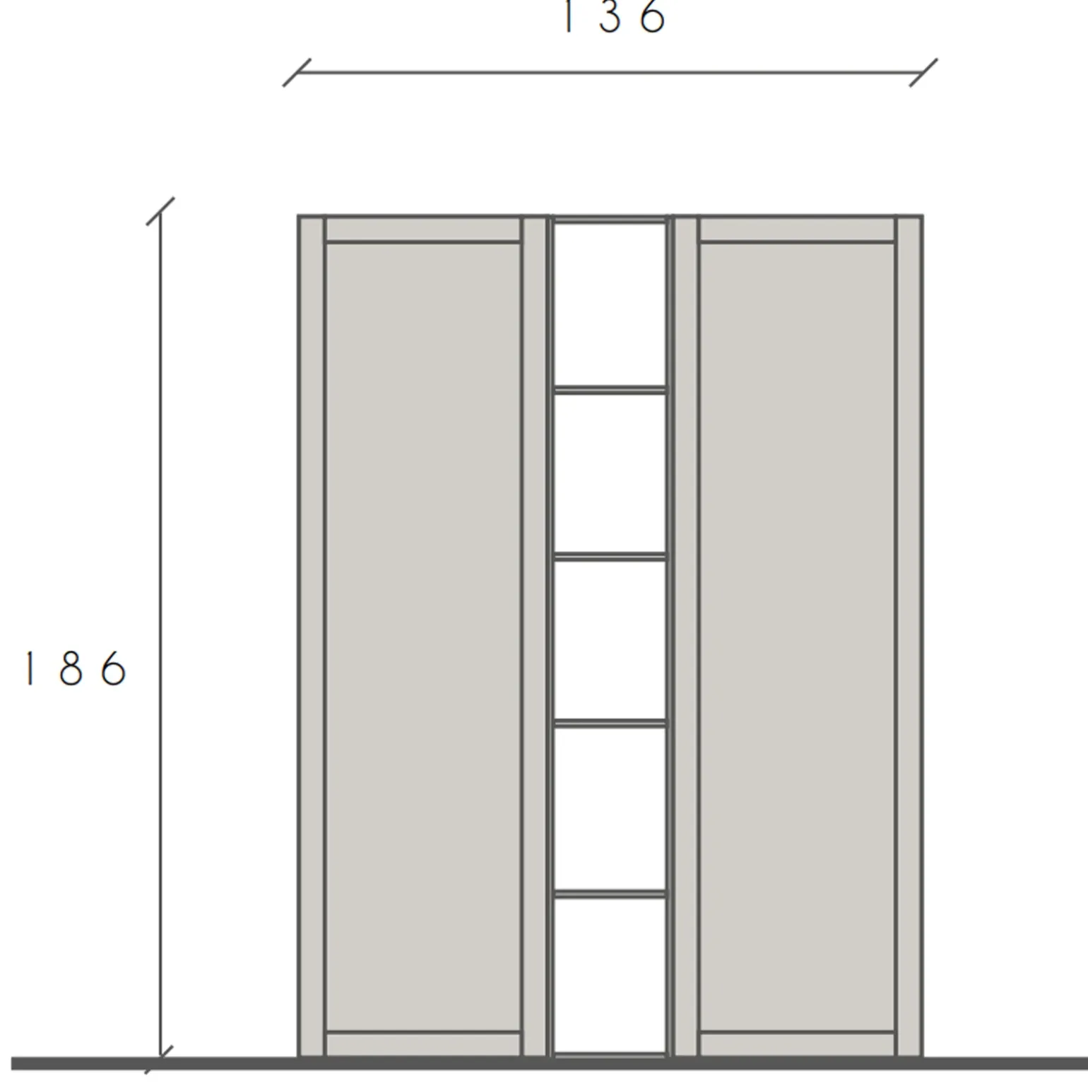 Libreria 136x186h cm tortora rovere scuro Sunset 107