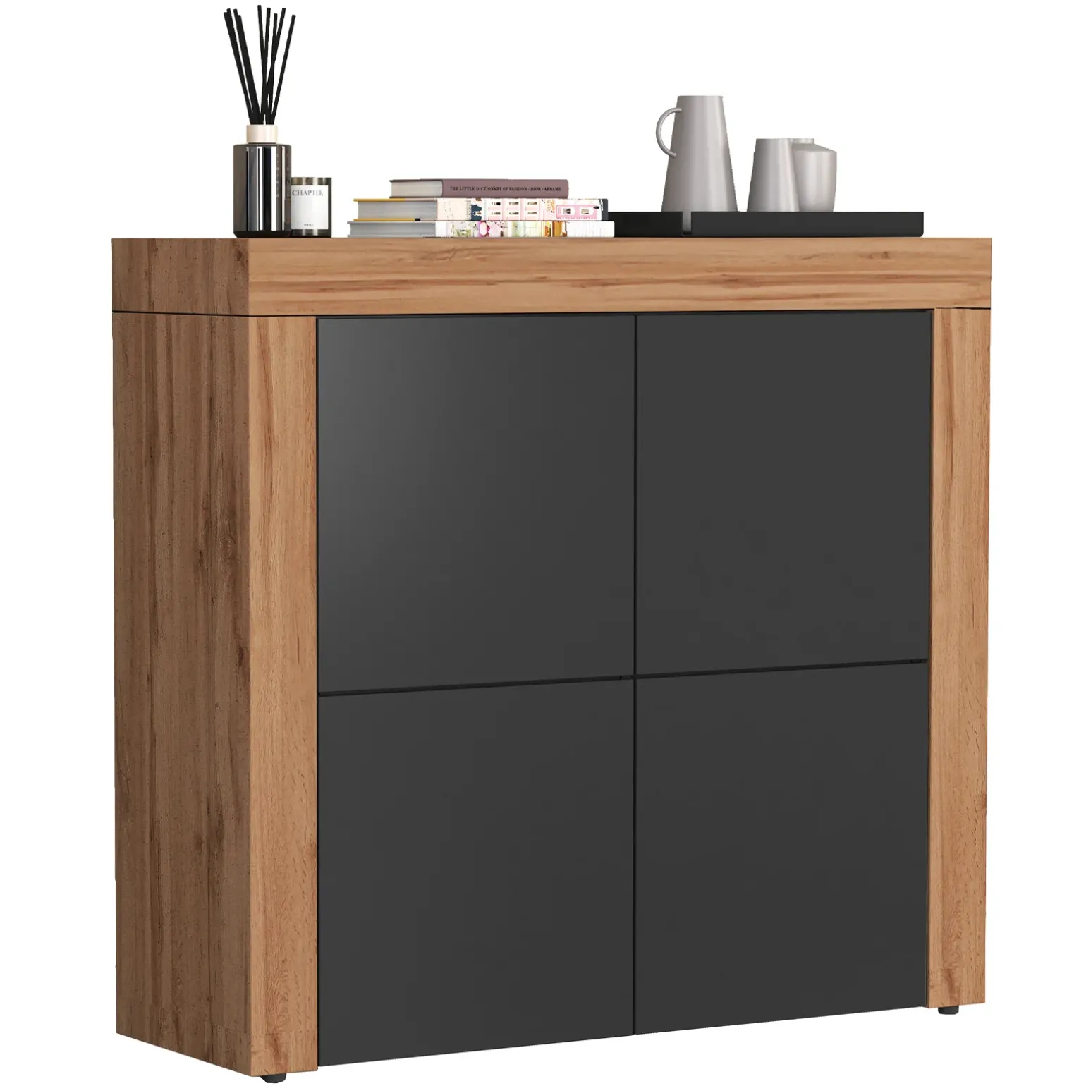Madia alta moderna 140x130h cm antracite rovere Block