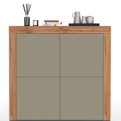 Madia alta moderna 140x130h cm tortora rovere Block