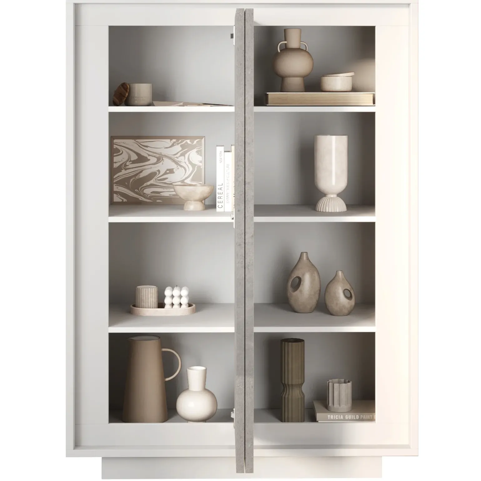 Madia alta 106x171h cm 2 ante bianco opaco grigio cemento Deluxe