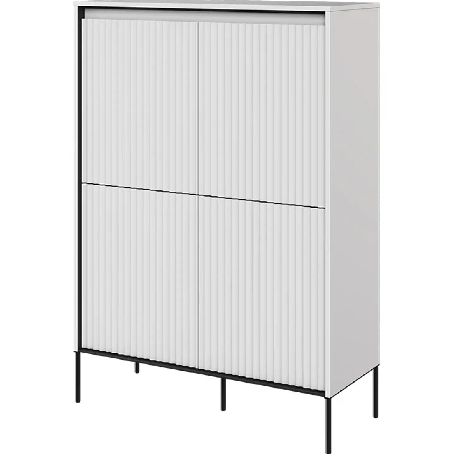 Madia alta 98x140h cm 4 ante con led cannettato bianco opaco nero Camelia
