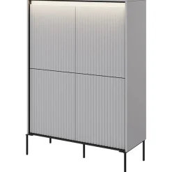 Madia alta 98x140h cm 4 ante con led cannettato grigio nero Camelia