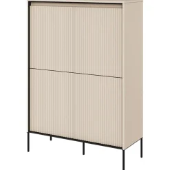 Madia alta 98x140h cm 4 ante con led cannettato beige nero Camelia