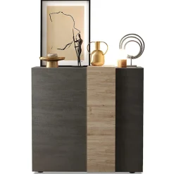 Madia alta 121x113h cm 2 ante moderna titanio rovere Universal