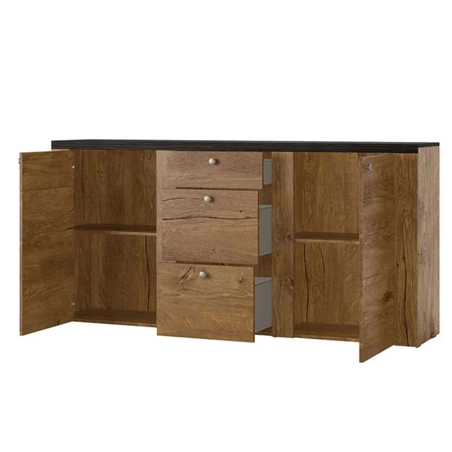 Madia con cassetti 176x85h cm 2 ante quercia rovere grigio Paloma 2