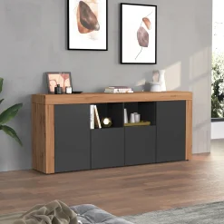 Madia moderna 200x85h cm antracite rovere Block