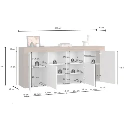 Madia moderna 200x85h cm tortora rovere Block