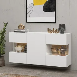Madia sospesa 120x62h cm moderna bianco rovere Fusion
