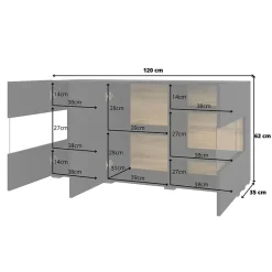 Madia sospesa 120x62h cm moderna nero rovere Fusion